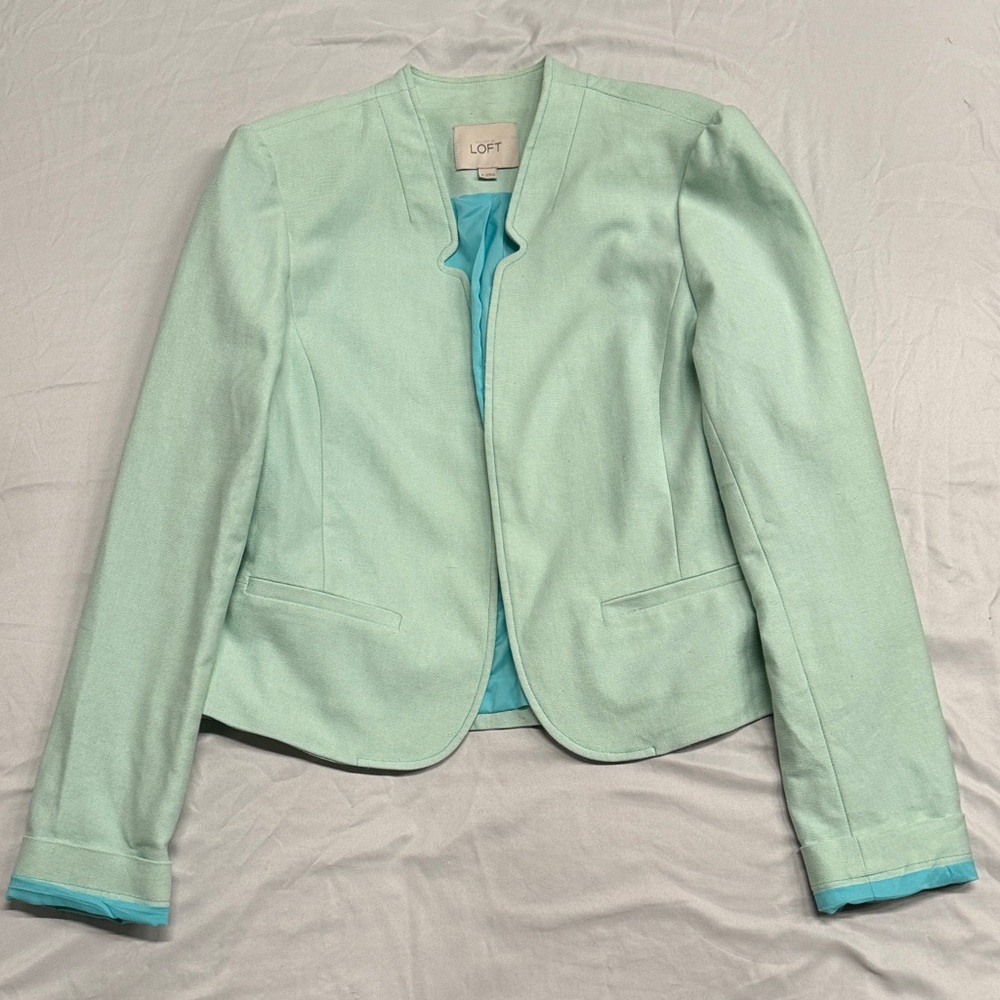 LOFT Women's Light Green/Teal Blazer